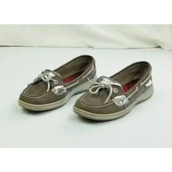 Sperry 6.5M Women's One Eye Brown Silver Paisley Pattern Non Marking Boat Shoes - Picture 8 of 12